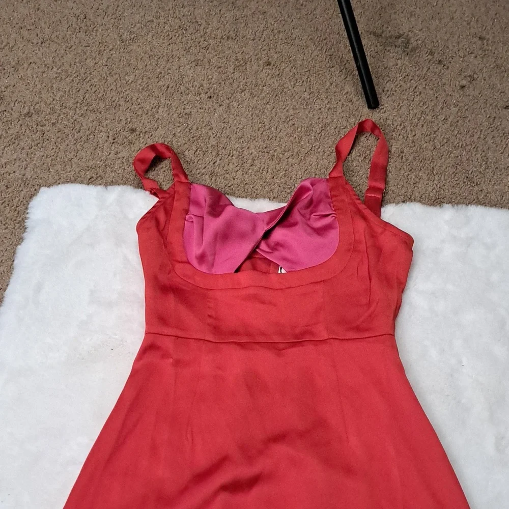 Micas Two-tone Satin Red Dress NWT - Picture 6 of 13